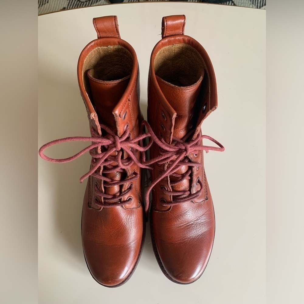 FRYE Veronica Combat Boot In Red Clay - Picture 8 of 16